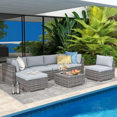 Axwell Wicker 5 - Person Modular Patio Conversation Set with Cushions
