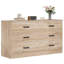 Commode double 6 tiroirs, commode de 47,3 po de largeur avec poignées en métal, armoire de rangement pour chambre à coucher-90684273