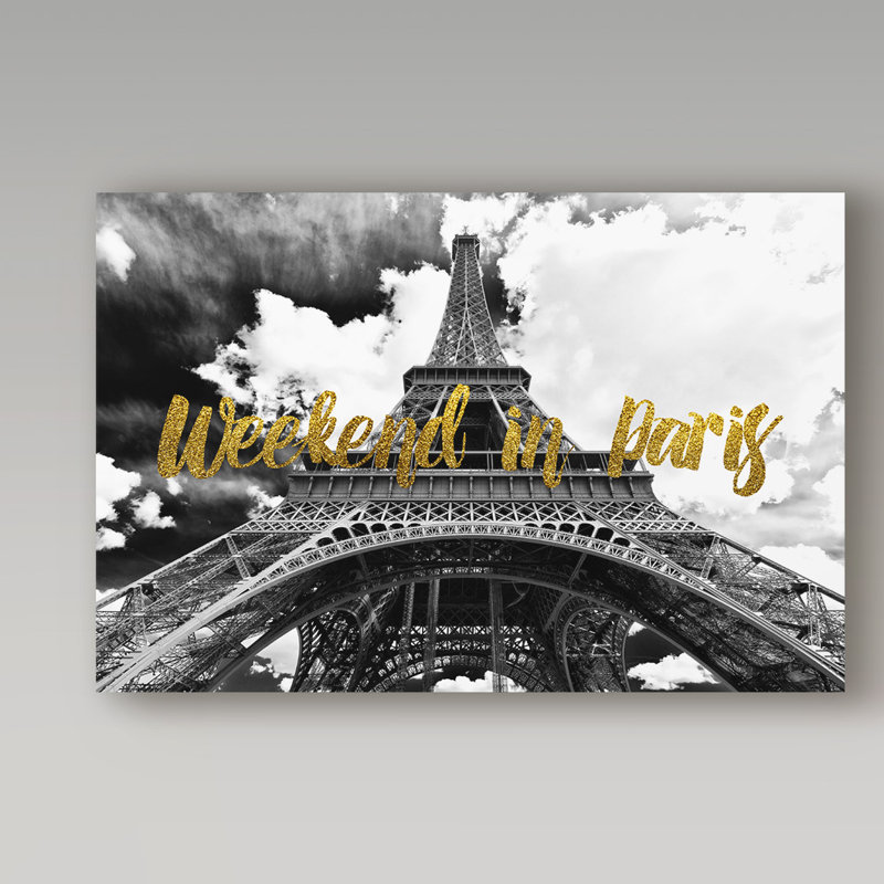 « week-end on paris eiffel tour », reproduction d’impression sur toile tendue, H 22 po x l 32 po