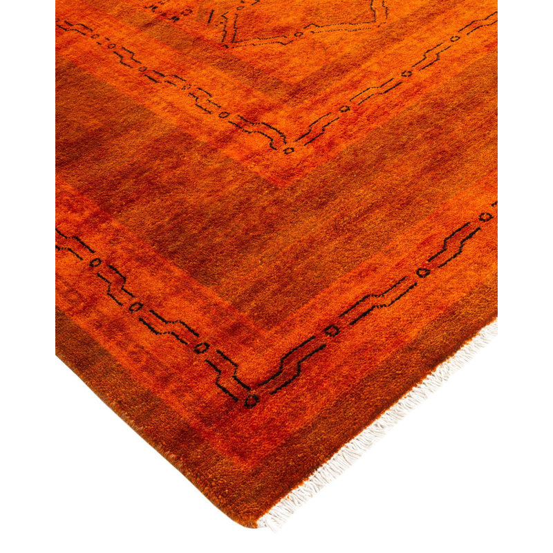 Tapis orange noué à la main de conception unique Holsworth