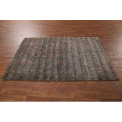 Striped Brown Gabbeh Indian Accent Rug 4x6