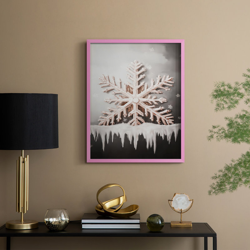 Art des Fêtes de Noël - série 2-CCGVVII, reproduction encadrée - bois massif, Rose, H 11 po x l 9 po
