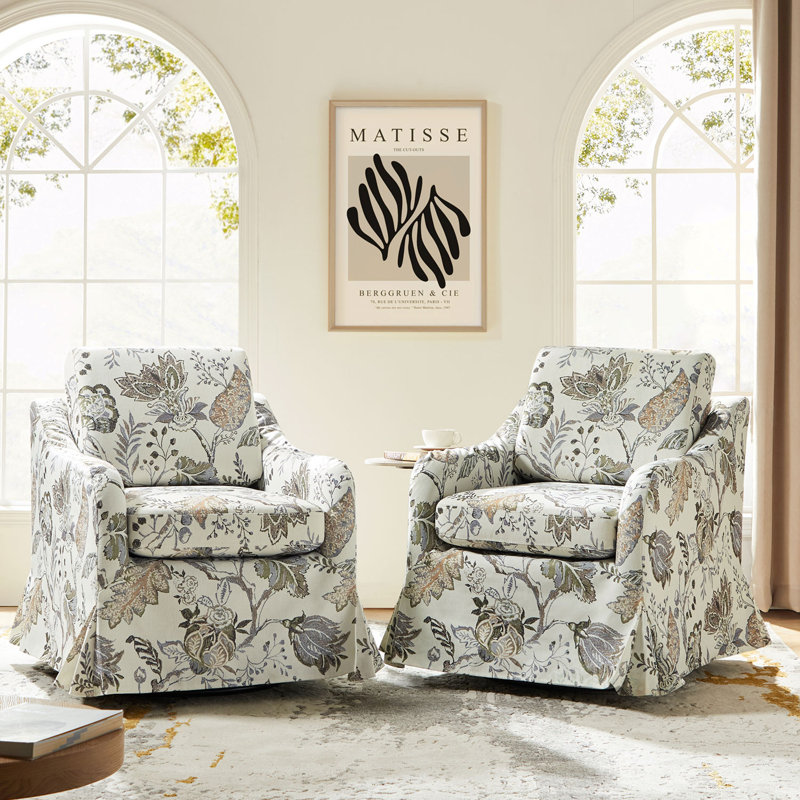 Fauteuil pivotant avec housse Asman, Mélange de polyester Jeacobean