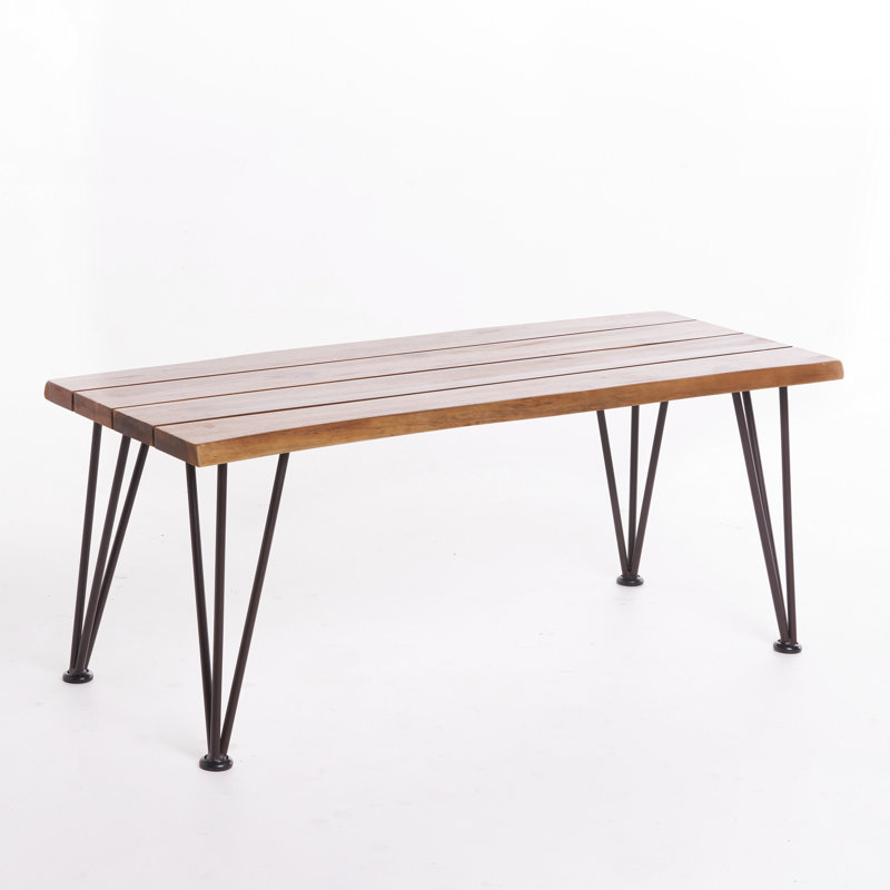 Wood Coffee Table With Industrial Rustic Iron Frame, 18"D X 43"W 18"H, Style Top And Legs, 18" 43" 18",