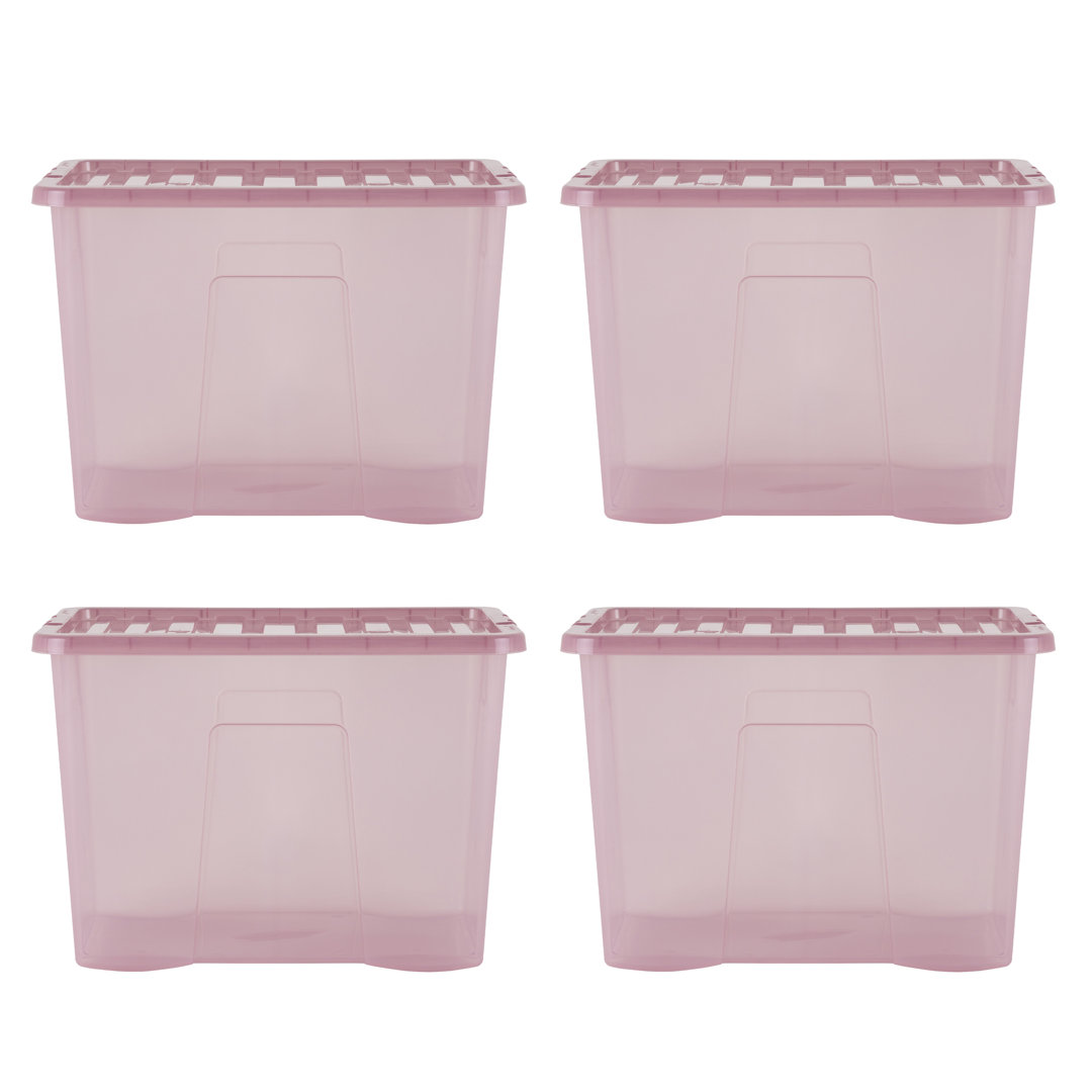 Wham 80L Pink Crystal Storage Box With Lid 4 Pack - Image 4
