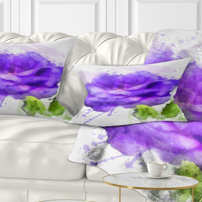 Coussin lombaire en rose floral avec des éclaboussures de peinture