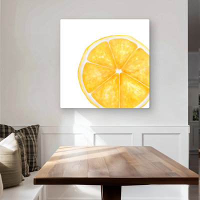 Lemon Slice - Yellow Metal Print for Home Decor | Vibrant Art