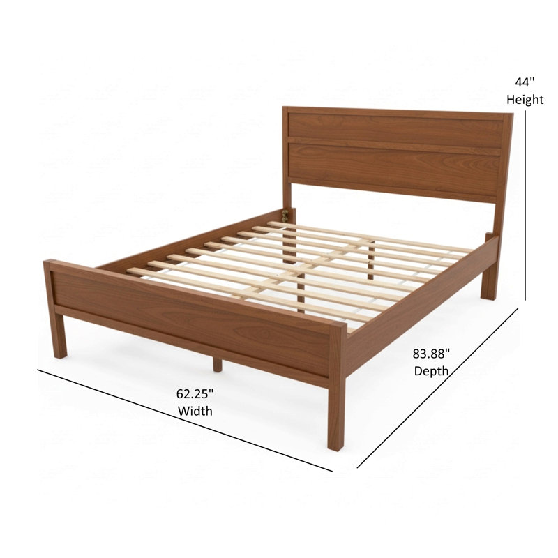 Lit à panneau moderne en bois pour chambre à coucher, Grand lit
