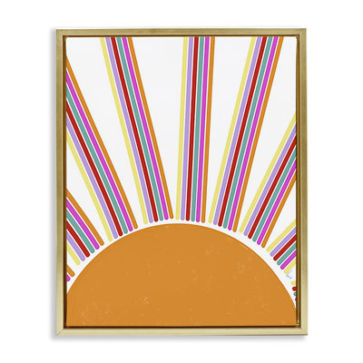 Art mural rétro encadré sur toile flottante, "Sun Rays" par Ashley Singleton