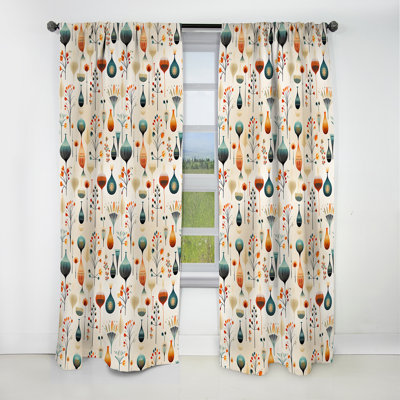 Rideau occultant scandinave Midcentury Delight I - Mid-Century à motif géométrique - 1 panneau