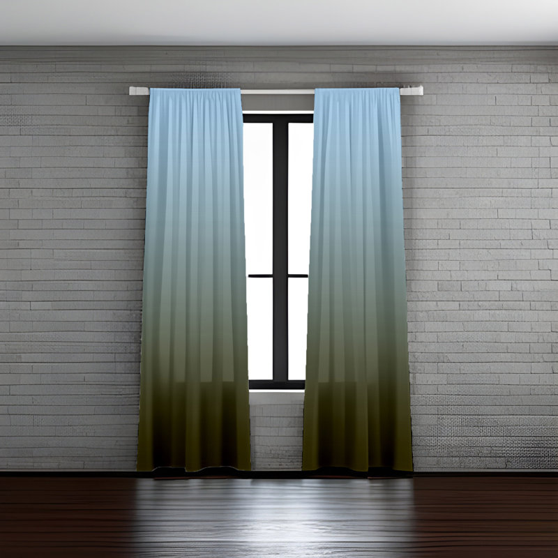 Angecourt Semi Sheer Curtain Panel Pair, 20" W x 82" L, Blue/Beige