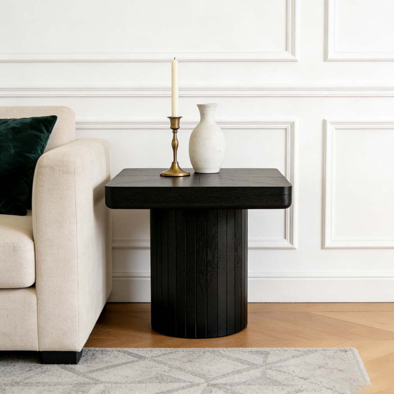 Table de bout moderne en placage de bois massif 23,6 po