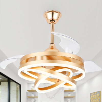 Ventilateur de plafond moderne or et or 42 "Orren Ellis DIY avec lumières et télécommande, ventilateur de plafond silencieux et réversible