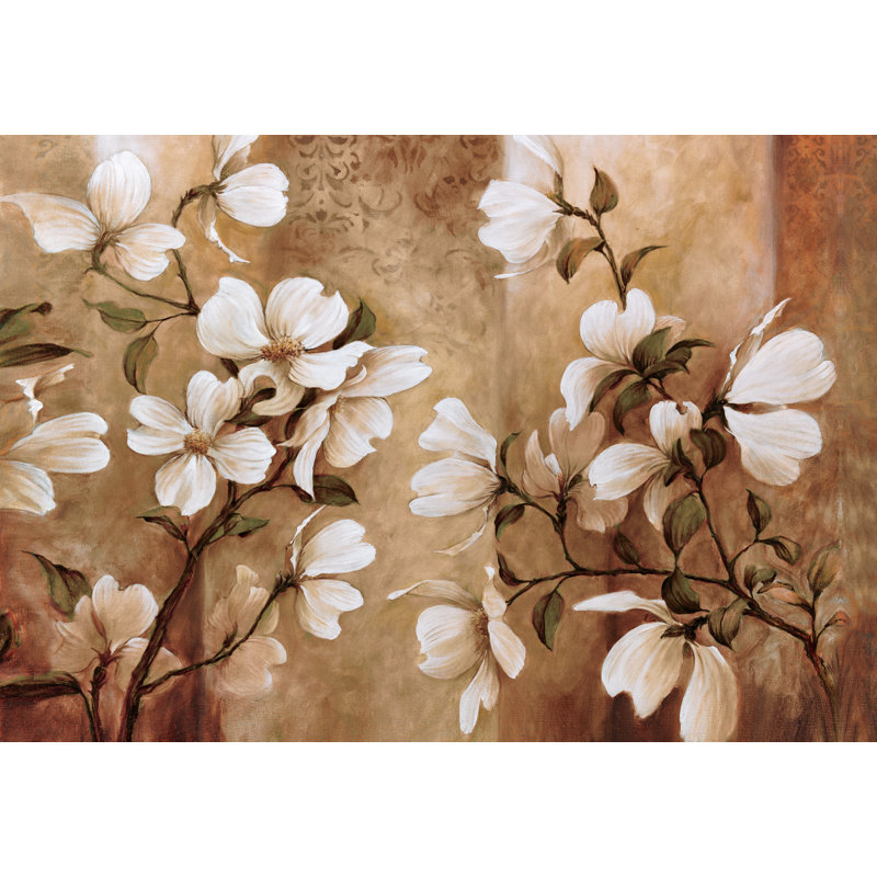 Big Neutral Flowers 2 - Wrapped Canvas Art Prints, 30cm H x 46cm W