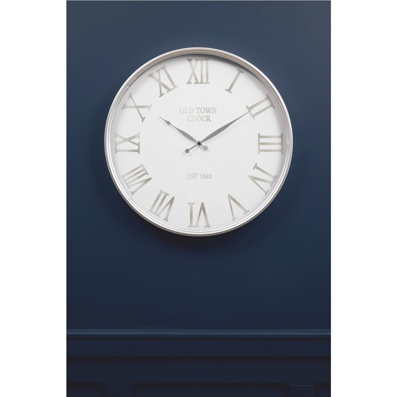 Trumpeters Metal Wall Clock, Silver/White