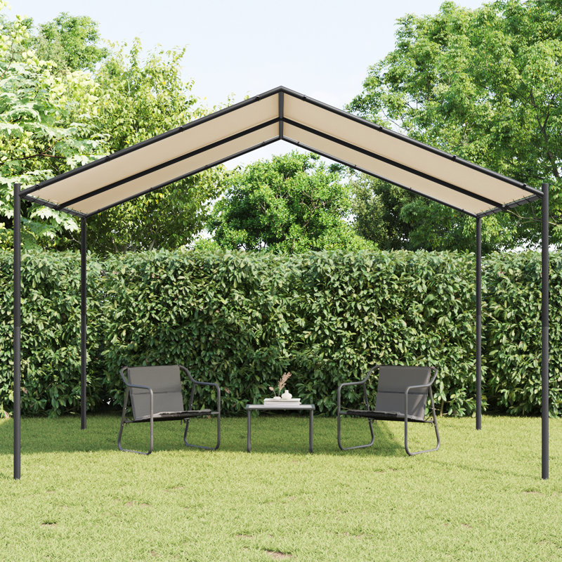 Canopy Tent Steel and Fabric, 250cm H x 300cm W x 300cm D, Beige