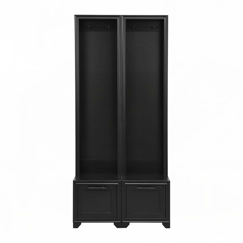 Hallway Hall Tree with Storage Drawers, Black