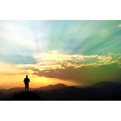 Man Climbing On Mountain by Amagata - Wrapped Canvas Print