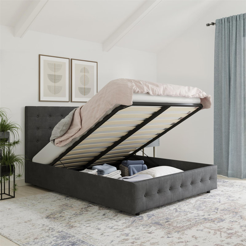Morphis Upholstered Storage Bed, Queen, Grey Velvet