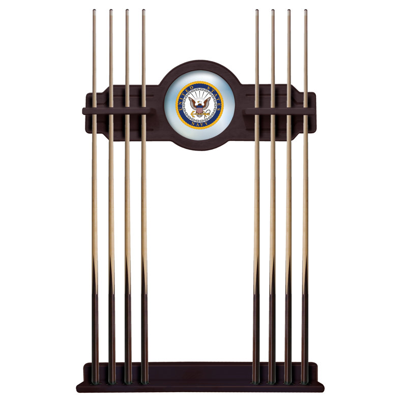 U.S. Army Holland Bar Stool Wood Pool Cue Rack, English Tudor, U.S. Navy