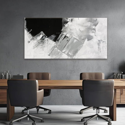 Abstrait, art mural, peinture, moderne, gris, décoration murale, salon, 24 po x 48 po, art mural sur toile, noir et blanc, impressions sur toile, œuvre d'art pour la salle de bain, cuisine, bureau