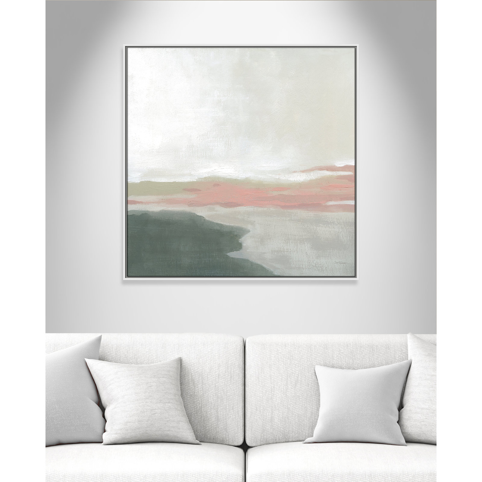 Carley "Still Lake" Painting by Carol Robinson, 37.5" H x 37.5" W x 2" D, White