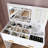 Flip Top Vanity Desk With Led Lighted Mirror & Built-In Outlet - Makeup Vanity Table With 2 Drawers, Open Storage, Hooks For Jewelry (No Stool Included, White)