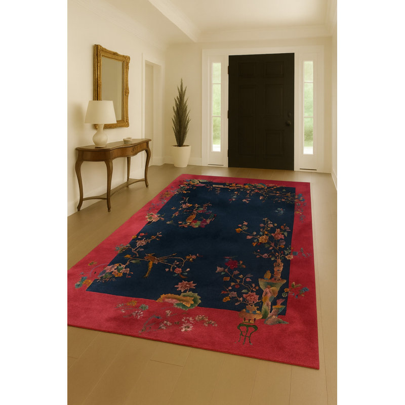 Tapis tissé à motif floral rouge Mosso, 3 pi 3 po x 6 pi 7 po