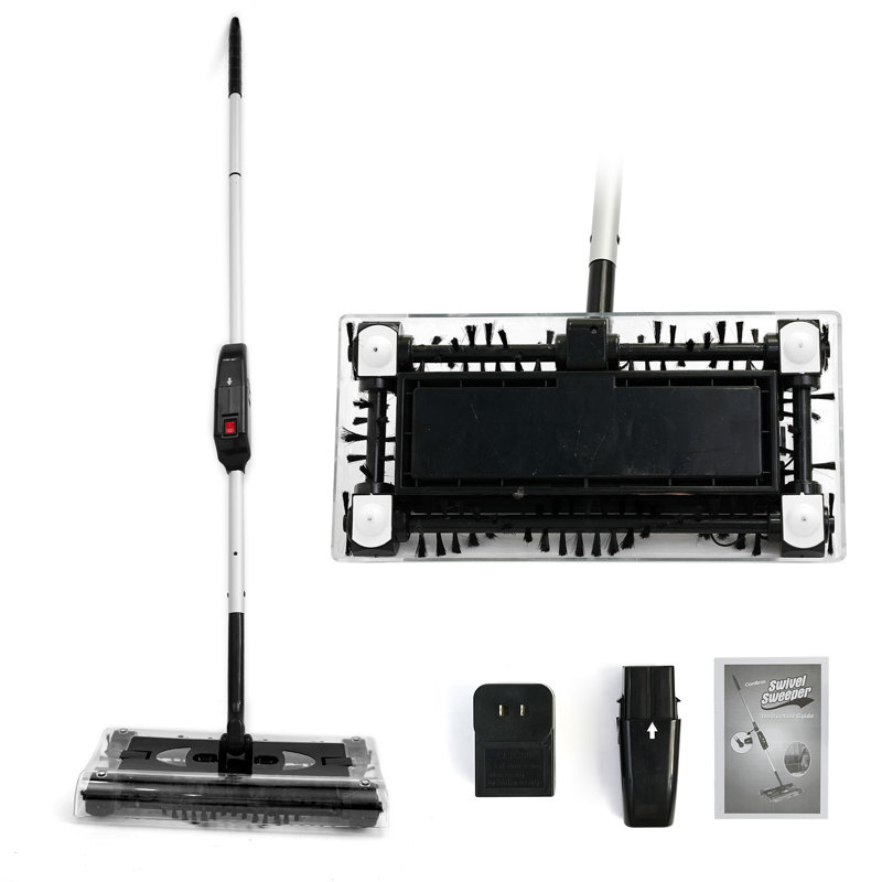 Nettoyeur manuel manuel pour plancher, balai de plancher et de tapis rechargeable sans cordon avec corps à profil bas pour atteindre sous les meubles, rouge