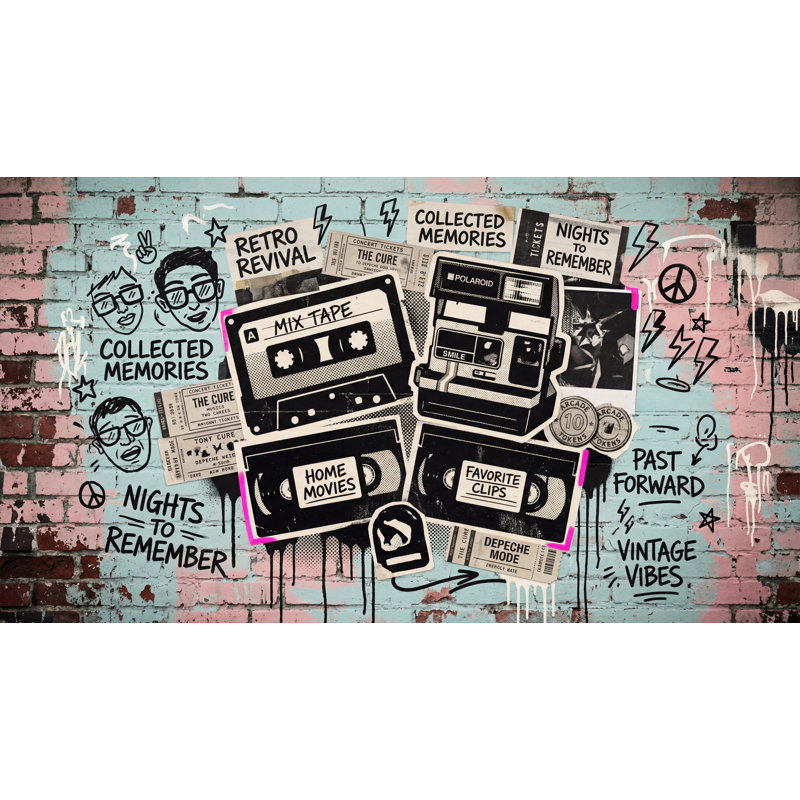 Papier peint brique Graffiti, 160 po x 108 po, Peler et coller