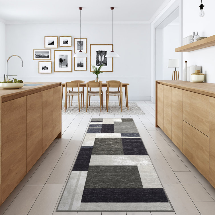 Tapis géométrique lavable à motif géométrique antidérapant