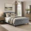 Lit plateforme tapissier moderne avec design Chesterfield, tête de lit à oreilles capitonnée et finition élégante en velours gris, grand