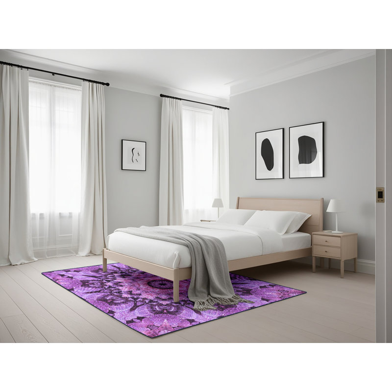 Wool Floral Indoor Rug, Rectangle 5' x 7'