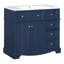Meuble-lavabo bleu 36 po - Lavabo en résine et structure en bois massif 3 tiroirs