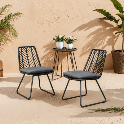 Ensemble de 2 pièces, chaises de jardin en rotin, convenant à une utilisation extérieure, balcons et ensembles similaires, comprend 2 coussins