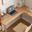 Bureau simple en bois massif en forme de L-1118258464