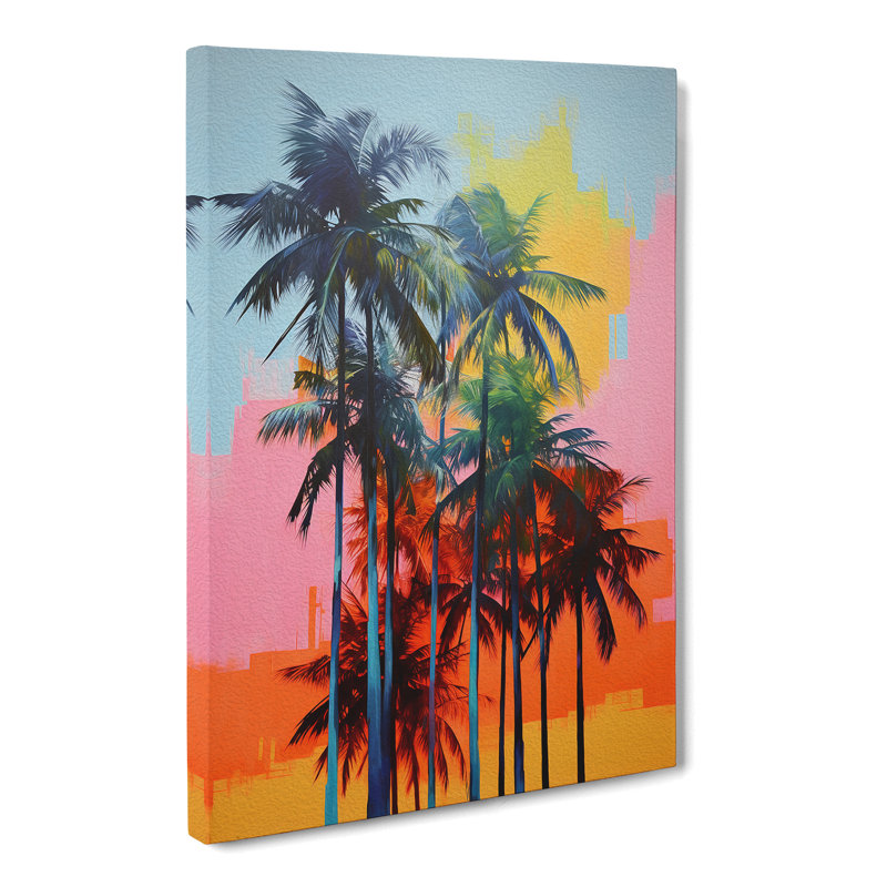 Palm Tree Colour Field - Wrapped Canvas, 60cm H x 40cm W x 3cm D