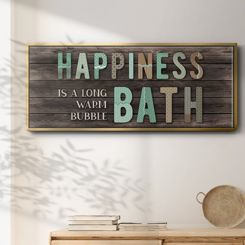 Happiness Bath- Framed Canvas, 8" H x 20" W