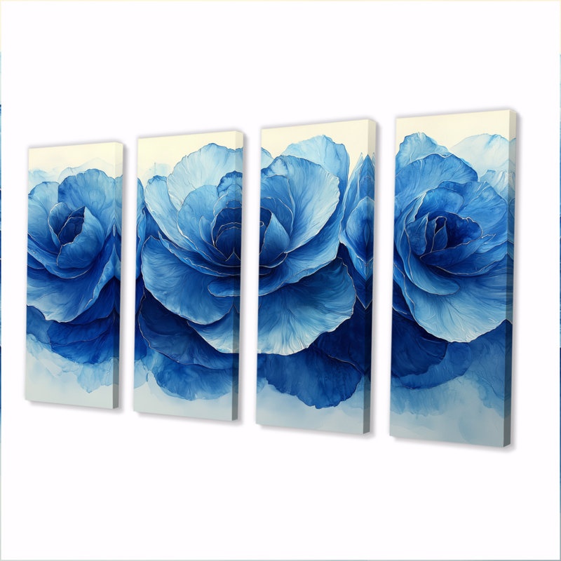 «Aqua Spiral Aloe Leaf Succulent II» - art mural - ensemble de décoration artistique, H 28 po x l 48 po, 4