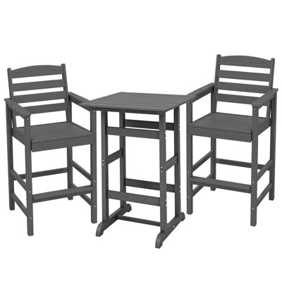  Ensemble de bar d'extérieur 3 pièces, ensemble de chaise de bar et de table Adirondack surdimensionné