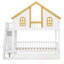Lit superposé simple avec porte fenêtre et toit, tiroirs de rangement et escalier-155105744