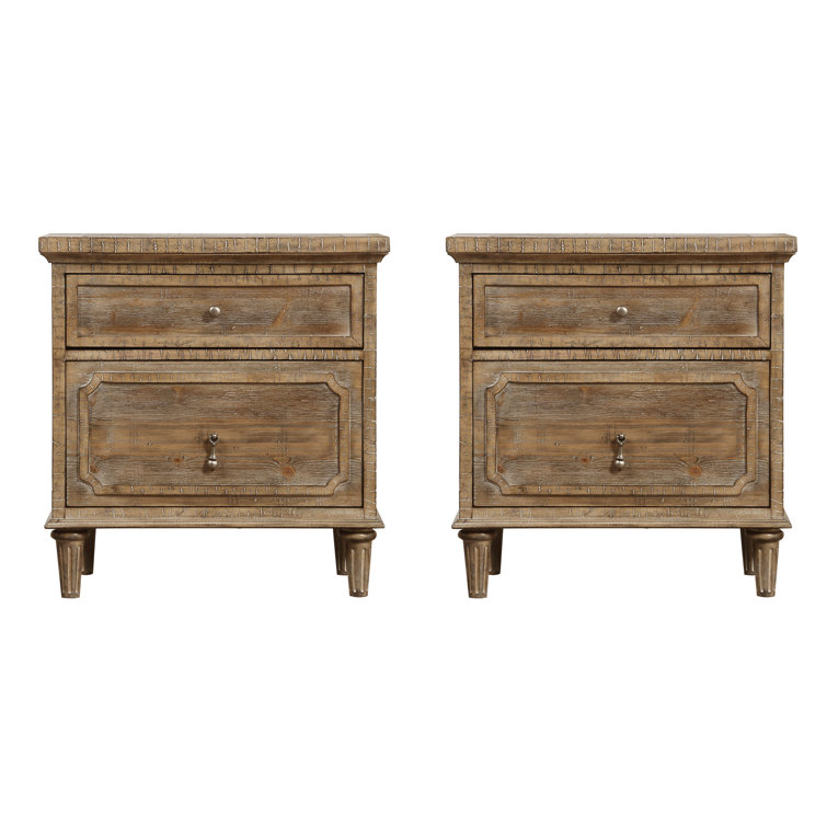 Rahul 28'' Tall 2 - Drawer Nightstand with USB in Brown