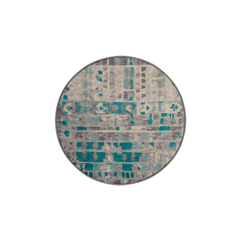Tapis gris soyeux et moelleux, Rond 8 pi