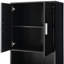 Grande armoire de rangement de 70,9 po avec 1 tiroir, 4 portes à fermeture en douceur, 2 tablettes réglables, une tablette centrale ouverte, une élégance moderne, un meuble-lavabo à surface d'eau, fonctionnement silencieux