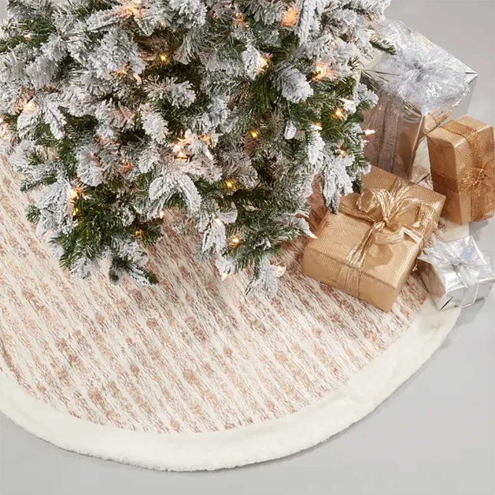 Faux Fur Tree Skirt, Gold, 72" H x 72" W