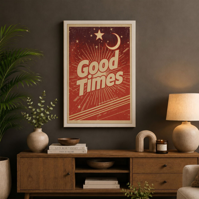 Good Times Art Deco - Wrapped Canvas, 36x24 - 91.4 x 61.0 cm, Black Border