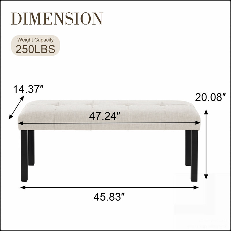 Banc de salle à manger en lin capitonné Modern, Beige