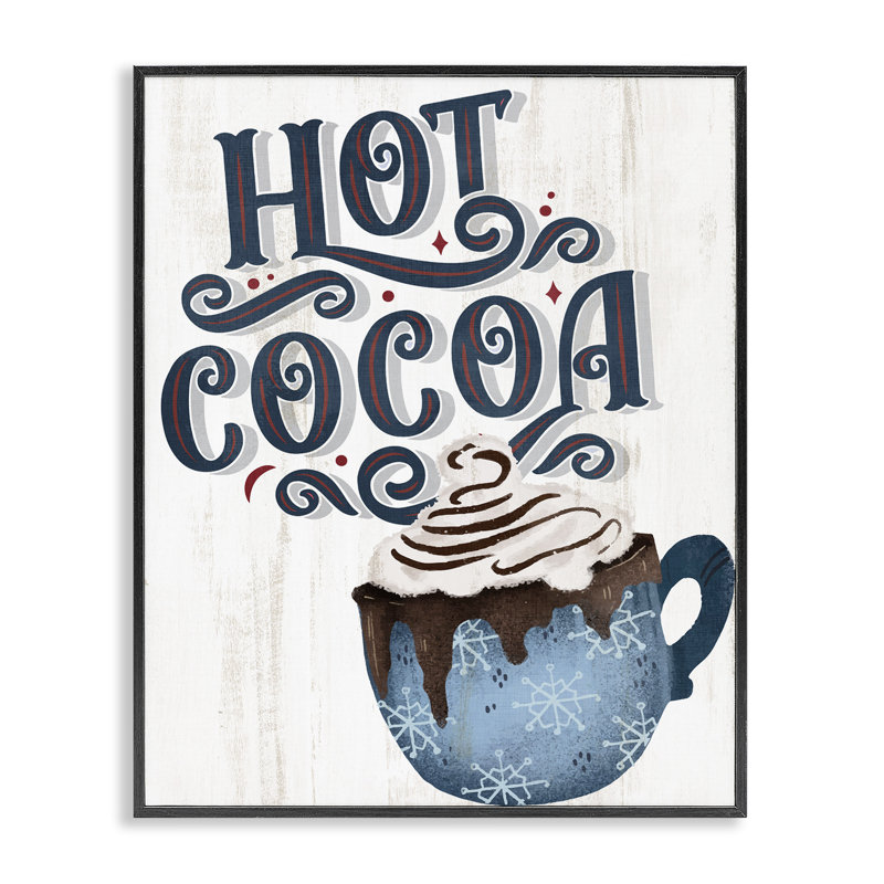 Giclée encadrée Warm Rustic Hot Cocoa, design par Kim Allen, H 20 po x l 16 po, Giclée encadrée noir minuit