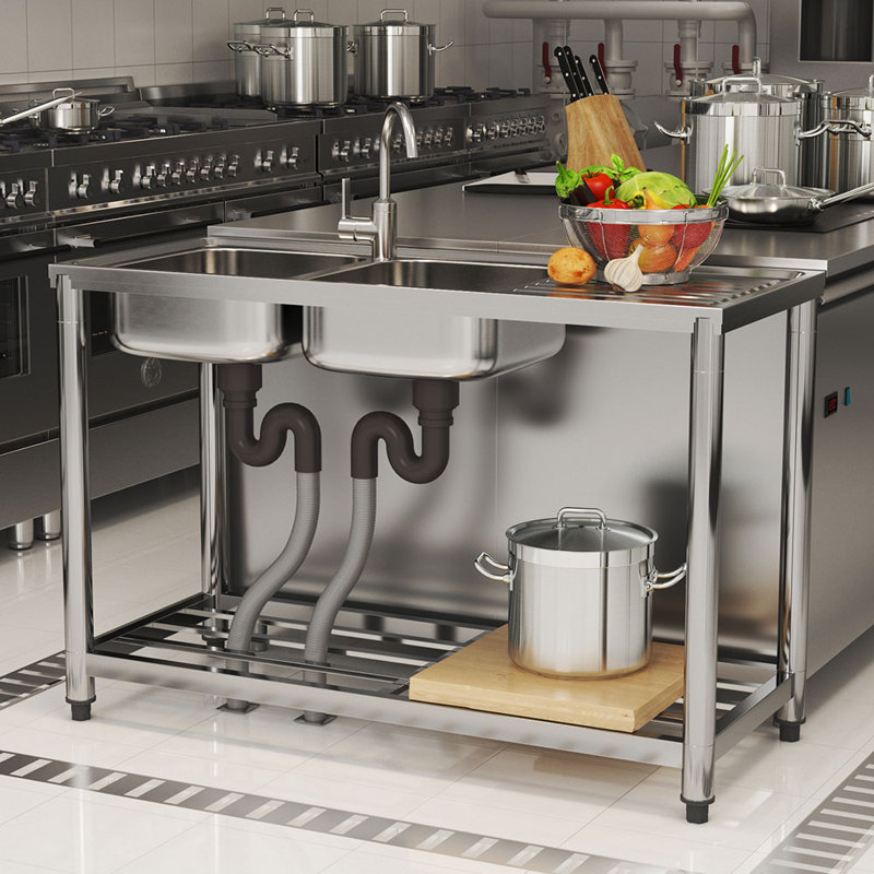 Borough Wharf 500mm W Single Bowl Stainless Steel Kitchen Sink with 2 Faucet Holes