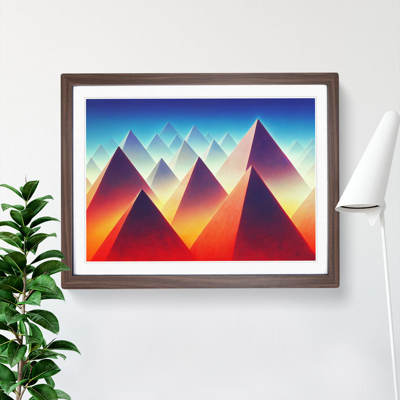 Futuristic Pyramids Vol.1 Abstract - Single Picture Frame Print, Walnut Framed, 34cm H x 46cm W x 2cm D
